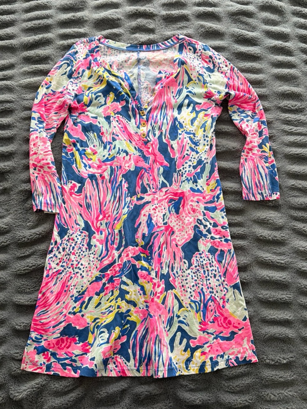 Lilly Pulitzer Pink Blue Yellow Floral-Print Shift Dress